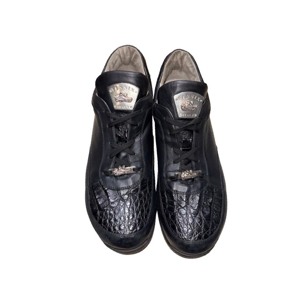 Fennix Italy Black Calf Alligator Leather Sneakers     Size: US 13
